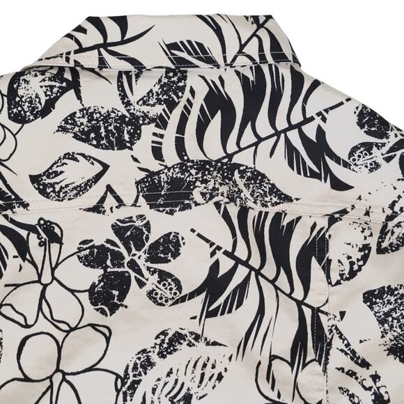 Coral Bay Cream Black Tropical Print Lightweight Spring/Summer Jacket Size L - Picture 8 of 11